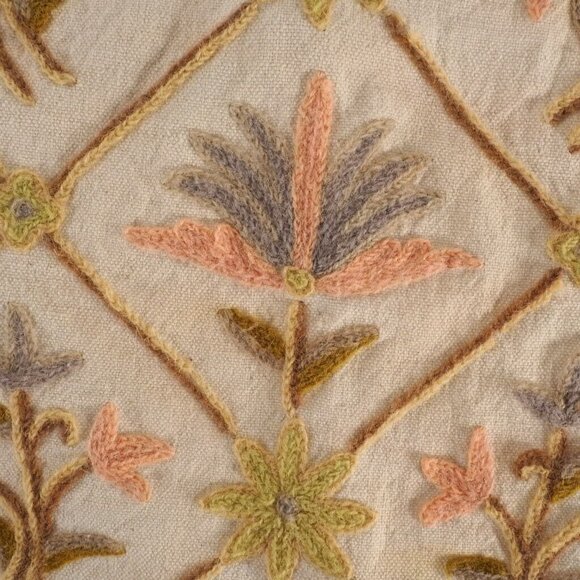 Pillow Sham Kashmiri Hand Embroiderey Crewel Cusion Pillow Cover BOHO Flovers - Picture 3 of 5